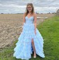 Ball Gown/Princess Sweetheart Tulle Sweep Train Prom Dresses With Tiered