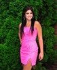 Hot Pink Fringe Trim Bodycon Mini Dress