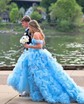 Ball Gown/Princess Off-the-shoulder Tulle Sweep Train Prom Dresses With Ruched