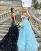 Ball Gown/Princess Off-the-shoulder Tulle Sweep Train Prom Dresses With Beading