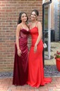 Sheath/Column Cowl Neck Silk-like Satin Floor-length Prom Dresses With Beading