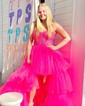 Ball Gown/Princess Sweetheart Lace Tulle Asymmetrical Prom Dresses With Tiered