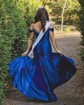 Trumpet/Mermaid Off-the-shoulder Silk-like Satin Sweep Train Prom Dresses With Ruched