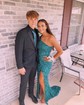 Trumpet/Mermaid One Shoulder Sequined Sweep Train Prom Dresses With Split Front