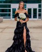 Trumpet/Mermaid Off-the-shoulder Tulle Sweep Train Prom Dresses With Appliques Lace