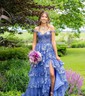 Ball Gown/Princess Off-the-shoulder Tulle Sweep Train Prom Dresses With Appliques Lace