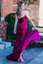 Trumpet/Mermaid Sweetheart Silk-like Satin Sweep Train Prom Dresses With Ruched