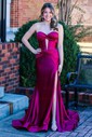 Trumpet/Mermaid Sweetheart Silk-like Satin Sweep Train Prom Dresses With Ruched