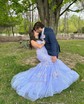 Trumpet/Mermaid V-neck Glitter Sweep Train Prom Dresses With Appliques Lace