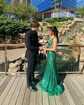 Trumpet/Mermaid V-neck Sequined Sweep Train Prom Dresses