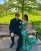 Trumpet/Mermaid V-neck Sequined Sweep Train Prom Dresses