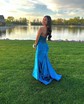 Trumpet/Mermaid Sweetheart Silk-like Satin Sweep Train Prom Dresses With Beading