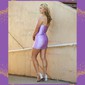 Lilac Cut Out Sweetheart Satin Ruched Bodycon Mini Dress