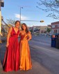 A-line Cowl Neck Silk-like Satin Floor-length Prom Dresses With Split Front