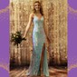 Trumpet/Mermaid V-neck Sequined Sweep Train Prom Dresses With Split Front