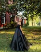 Ball Gown/Princess Off-the-shoulder Satin Sweep Train Prom Dresses With Beading