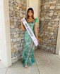 Trumpet/Mermaid Off-the-shoulder Glitter Sweep Train Prom Dresses With Feathers / Fur