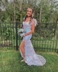 Trumpet/Mermaid Off-the-shoulder Sequined Sweep Train Prom Dresses With Feathers / Fur