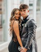 Trumpet/Mermaid V-neck Jersey Sweep Train Prom Dresses With Crystal Detailing