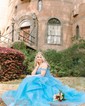 Ball Gown/Princess Off-the-shoulder Glitter Floor-length Prom Dresses With Appliques Lace