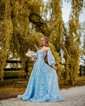 Ball Gown/Princess Sweep Train Sweetheart Lace Appliques Lace Prom Dresses