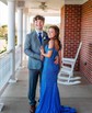 Trumpet/Mermaid V-neck Jersey Sweep Train Prom Dresses With Beading