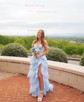 Ball Gown/Princess Off-the-shoulder Tulle Sweep Train Prom Dresses With Tiered