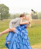 Ball Gown/Princess V-neck Glitter Sweep Train Prom Dresses With Tiered