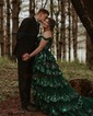 Ball Gown/Princess Off-the-shoulder Tulle Sweep Train Prom Dresses With Appliques Lace