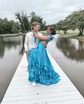 A-line V-neck Silk-like Satin Asymmetrical Prom Dresses With Split Front