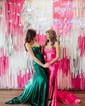 Trumpet/Mermaid Sweetheart Silk-like Satin Sweep Train Prom Dresses With Ruched