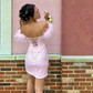 Sheath/Column Square Neckline Glitter Short/Mini Short Prom Dresses