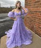 Ball Gown/Princess Off-the-shoulder Tulle Court Train Prom Dresses With Sashes / Ribbons