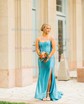 Trumpet/Mermaid Off-the-shoulder Silk-like Satin Sweep Train Prom Dresses With Ruched