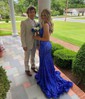 Trumpet/Mermaid V-neck Sequined Sweep Train Prom Dresses