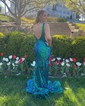 Trumpet/Mermaid V-neck Sequined Sweep Train Prom Dresses