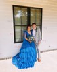 Ball Gown/Princess V-neck Glitter Sweep Train Prom Dresses With Tiered