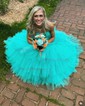 Ball Gown/Princess Straight Tulle Floor-length Prom Dresses With Tiered