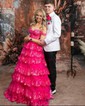 Ball Gown/Princess Off-the-shoulder Tulle Sweep Train Prom Dresses With Tiered