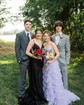 Ball Gown/Princess V-neck Tulle Sweep Train Prom Dresses With Appliques Lace