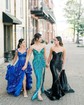 Trumpet/Mermaid Sweetheart Silk-like Satin Sweep Train Prom Dresses With Ruched