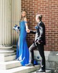 Trumpet/Mermaid V-neck Jersey Sweep Train Prom Dresses With Split Front