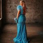 Trumpet/Mermaid Off-the-shoulder Sequined Sweep Train Prom Dresses With Split Front