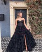 Ball Gown/Princess Sweetheart Tulle Sweep Train Prom Dresses With Tiered