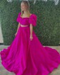 Ball Gown/Princess Square Neckline Satin Court Train Prom Dresses With Ruched