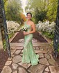 Trumpet/Mermaid One Shoulder Sequined Sweep Train Prom Dresses