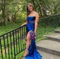 Trumpet/Mermaid Straight Silk-like Satin Sweep Train Prom Dresses With Ruched