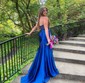 Trumpet/Mermaid Straight Silk-like Satin Sweep Train Prom Dresses With Ruched