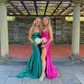 Sheath/Column Cowl Neck Silk-like Satin Floor-length Prom Dresses With Ruched