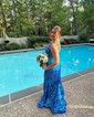 Trumpet/Mermaid V-neck Sequined Sweep Train Prom Dresses